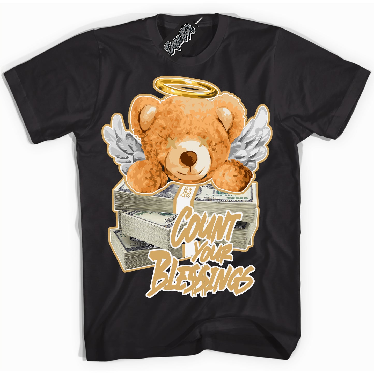 Cool Black Shirt with “ Count Your Blessings ” design that perfectly matches Craft Paris 6s Jordans.