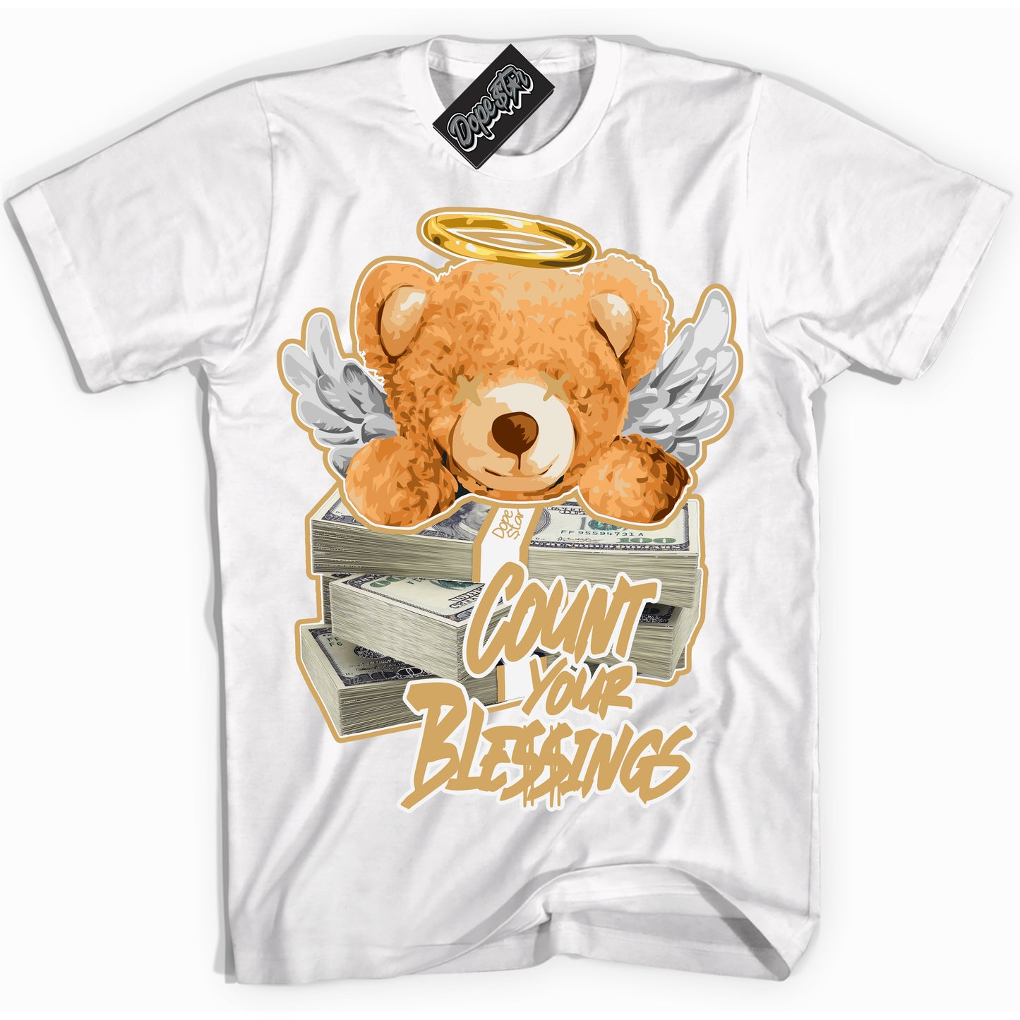 Cool White Shirt with “ Count Your Blessings ” design that perfectly matches Craft Paris 6s Jordans.