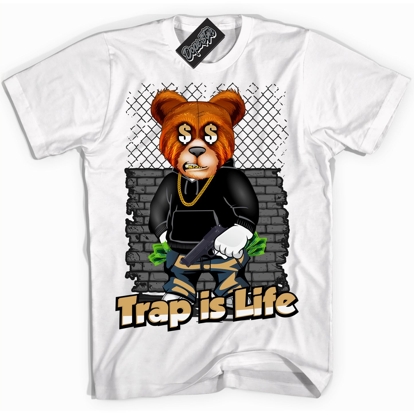 Cool White Shirt with “ Trap Is Life ” design that perfectly matches Craft Paris 6s Jordans.