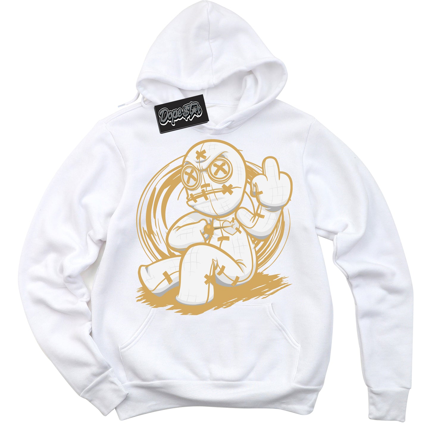 Cool White Hoodie with “ Voodoo Doll ” design that Perfectly Matches Craft Paris 6s Jordans.