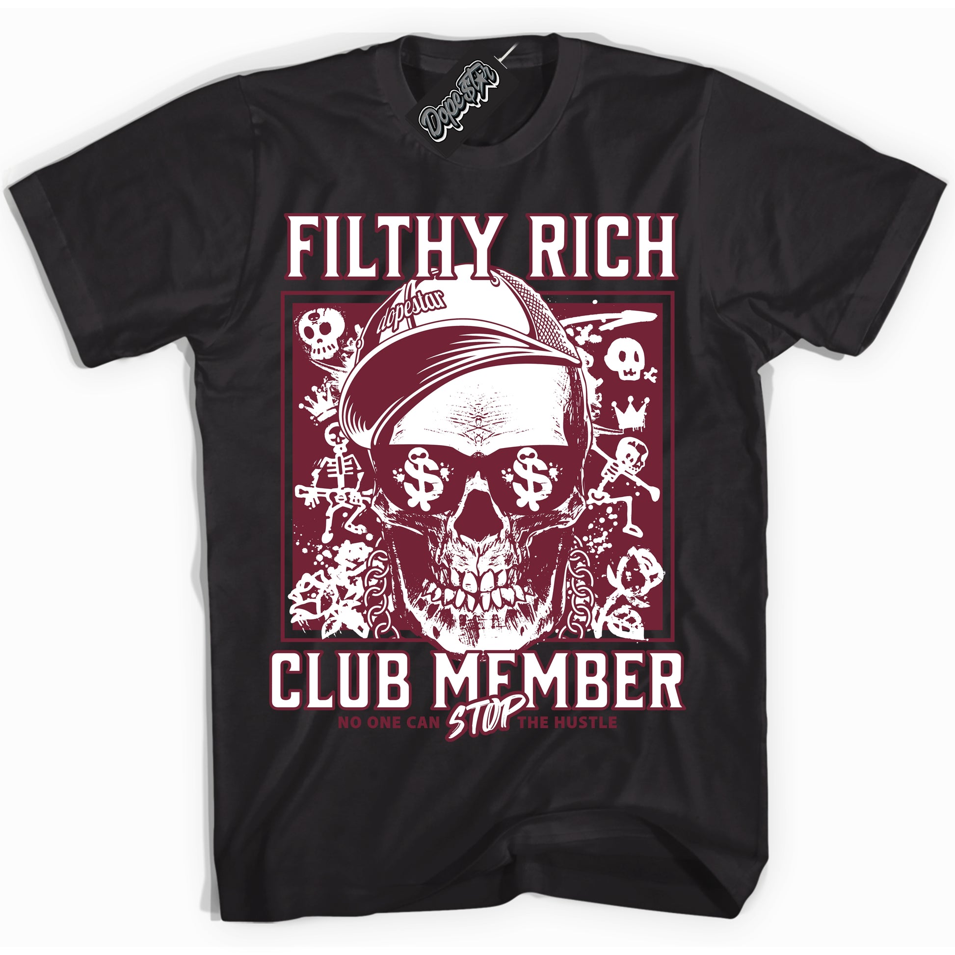 Cool Black Shirt with “Filthy Rich” design that perfectly matches the Rings Team Red 6s Jordans.
