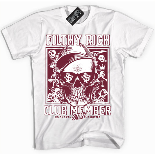Cool White Shirt with “Filthy Rich” design that perfectly matches the Rings Team Red 6s Jordans.
