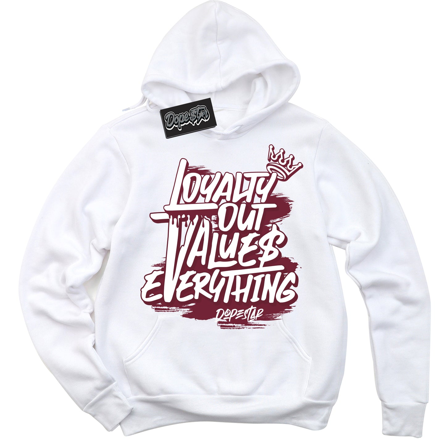 Cool White Hoodie with “Loyalty Out Values Everything” design that Perfectly Matches Rings Team Red 6s Jordans.