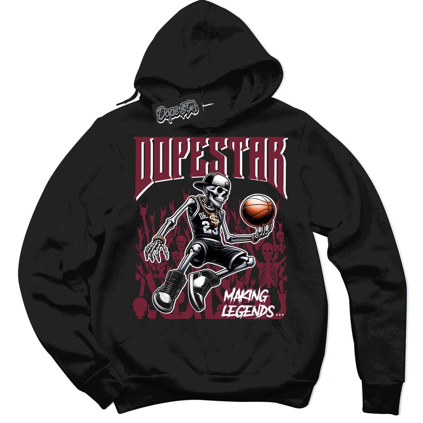 Cool Black Hoodie with “Making Legends” design that Perfectly Matches Rings Team Red 6s Jordans.
