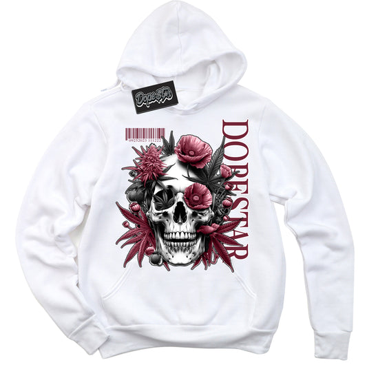 Cool White Hoodie with “Skull Poppies” design that Perfectly Matches Rings Team Red 6s Jordans.
