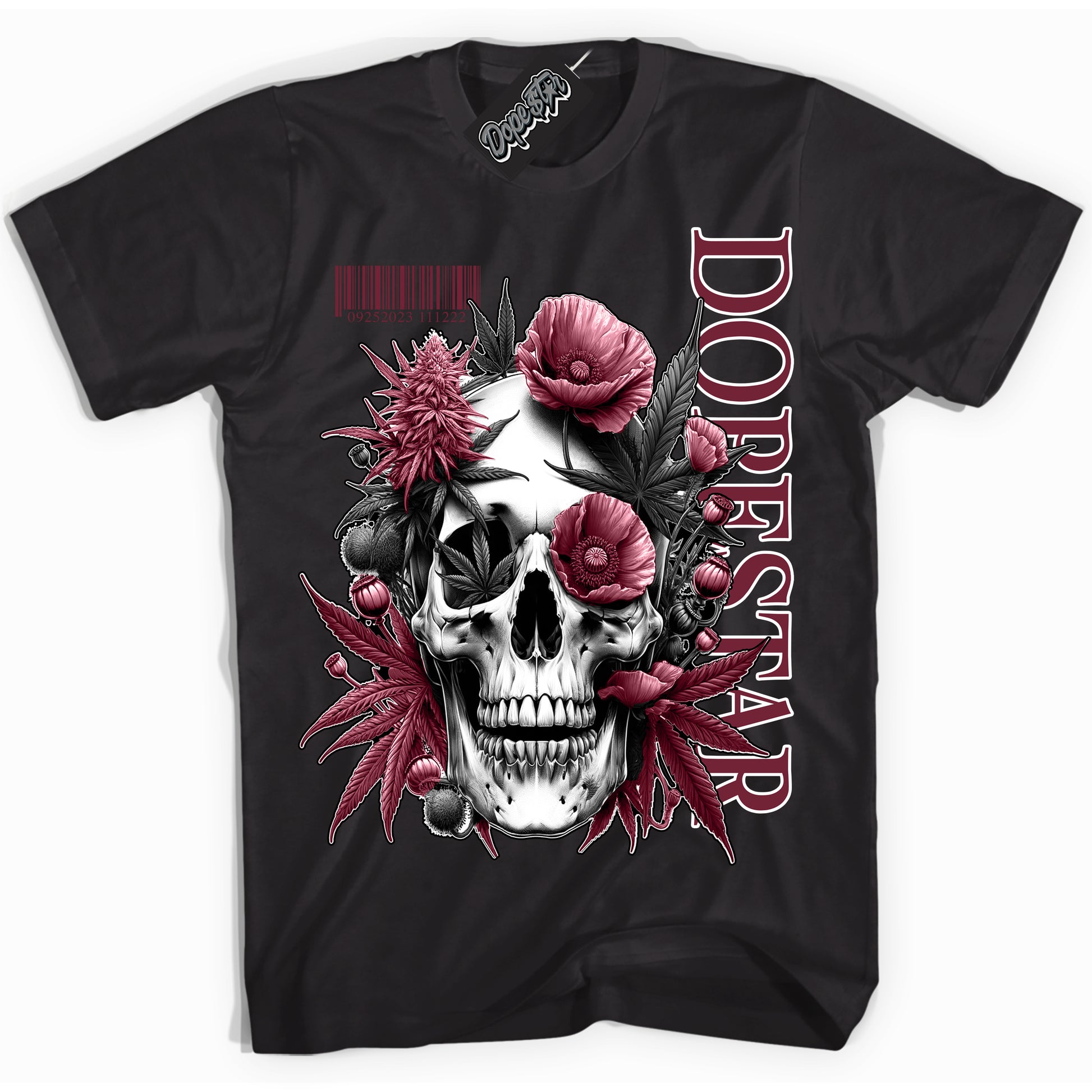 Cool Black Shirt with “Skull Poppies” design that perfectly matches the Rings Team Red 6s Jordans.
