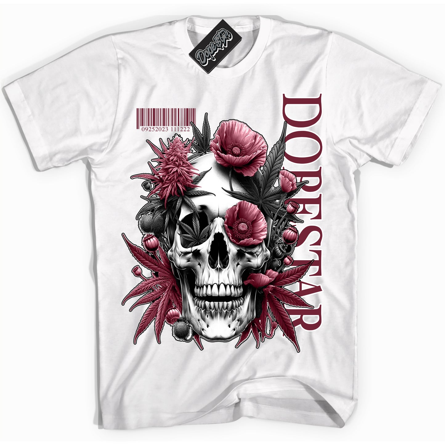 Cool White Shirt with “Skull Poppies” design that perfectly matches the Rings Team Red 6s Jordans.
