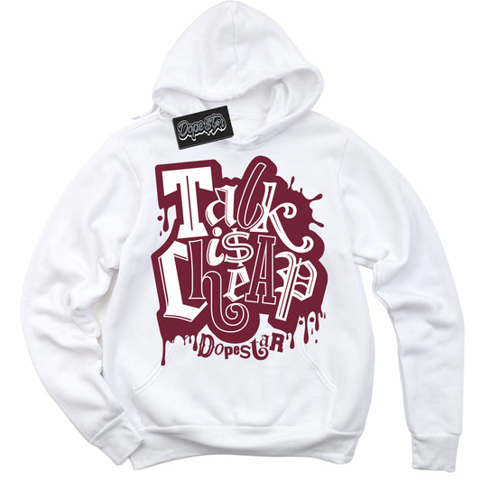 Cool White Hoodie with “Talk Is Cheap” design that Perfectly Matches Rings Team Red 6s Jordans.
