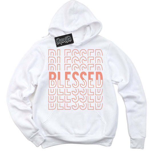 Cool White Hoodie with “Blessed Stacked” design that Perfectly Matches Light Wild Mango Dunk.
