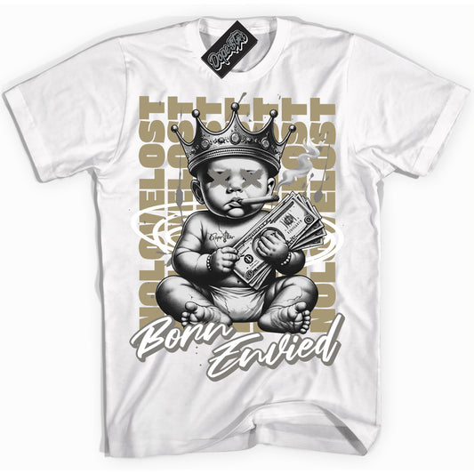 Cool White Shirt with “Born Envied” design that perfectly matches Craft Ivory 13s.