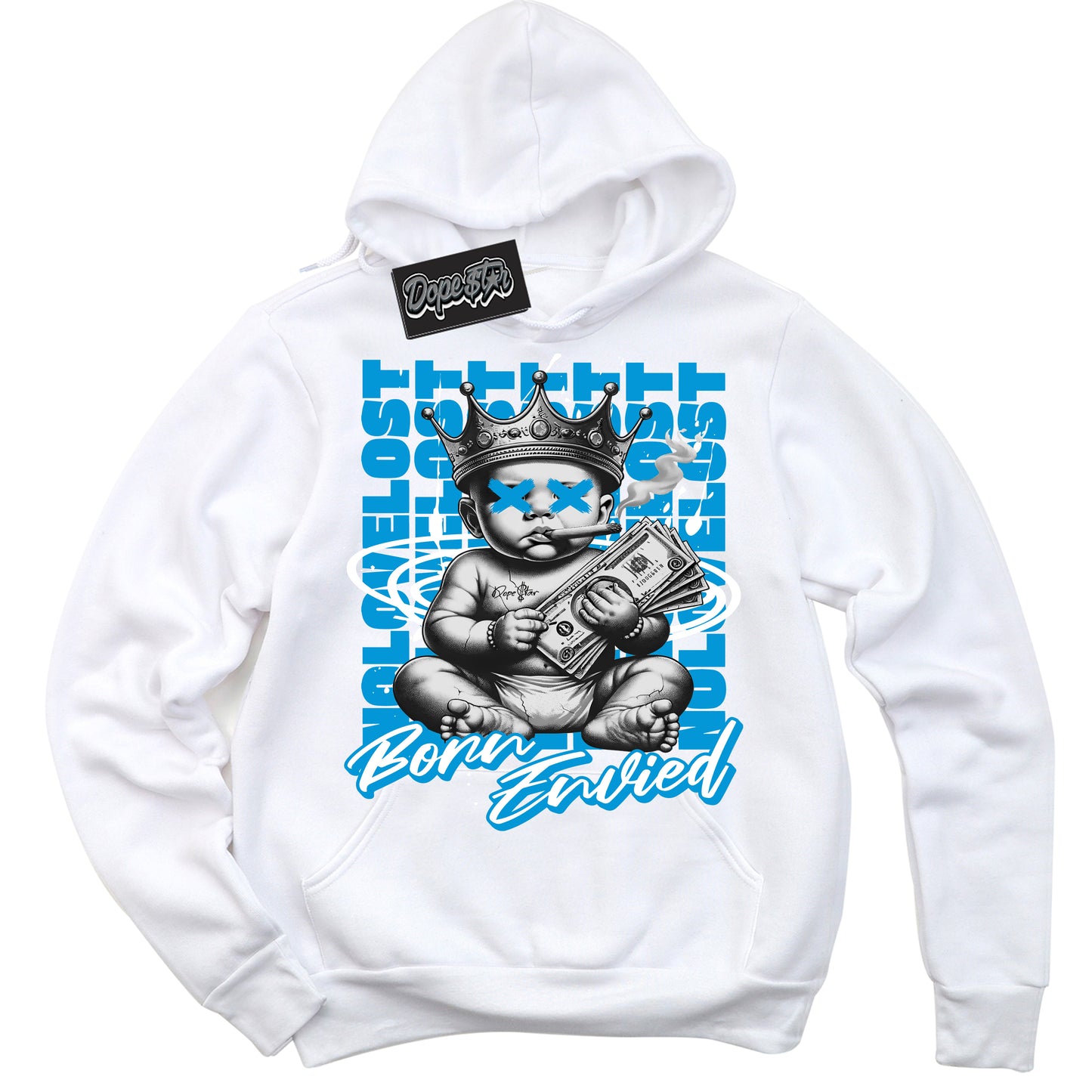 University Blue 17s DopeStar Sneaker Hoodie Born Envied Graphic