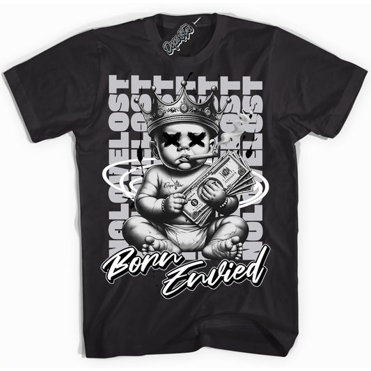 Cool Black Shirt with “Born Envied” design that perfectly matches Metallic Black 85' 1s.