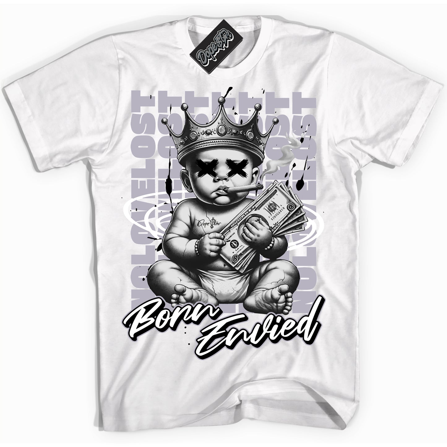 Cool White Shirt with “Born Envied” design that perfectly matches Barons 1s.