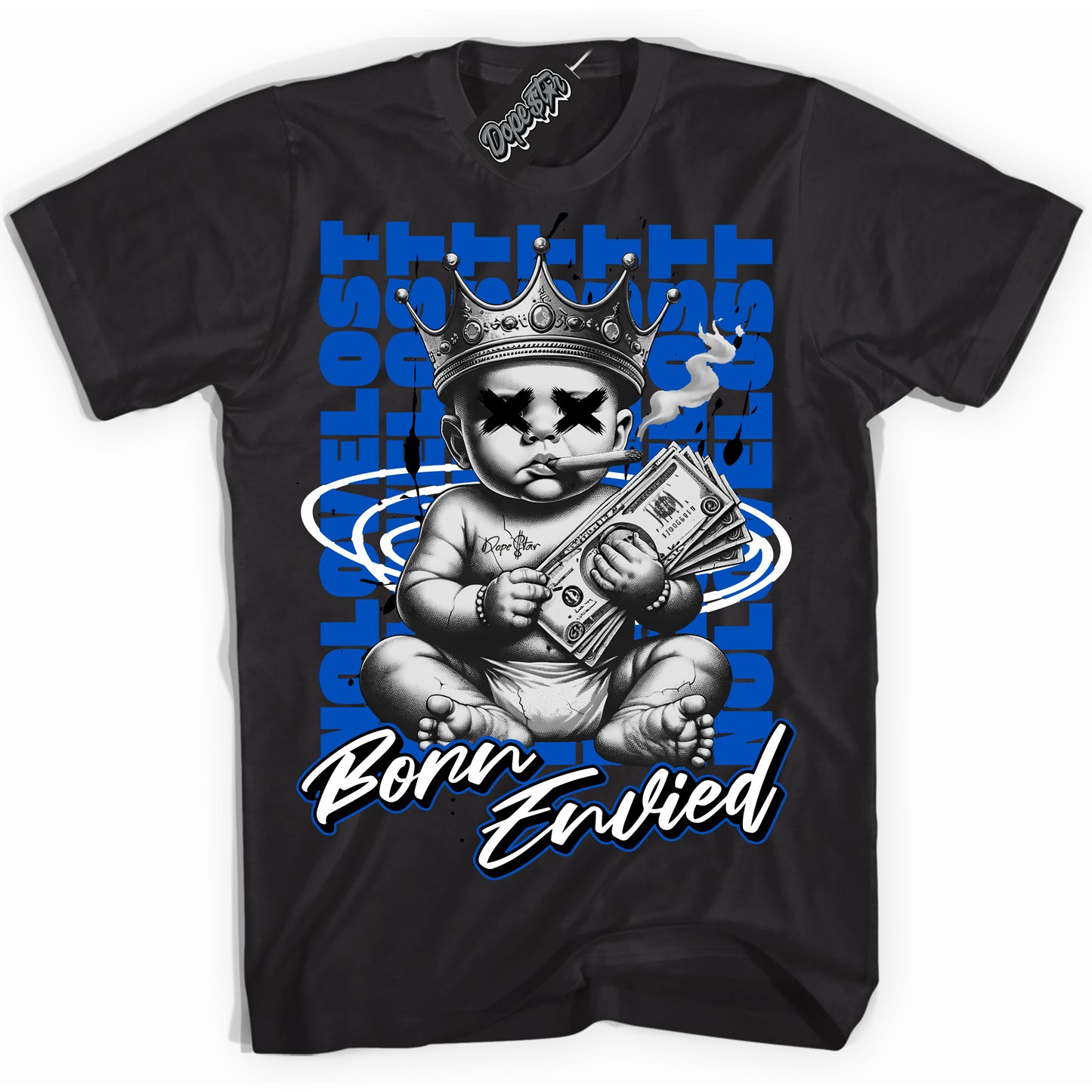 Cool Black Shirt with “Born Envied” design that perfectly matches Quai 54 1s.