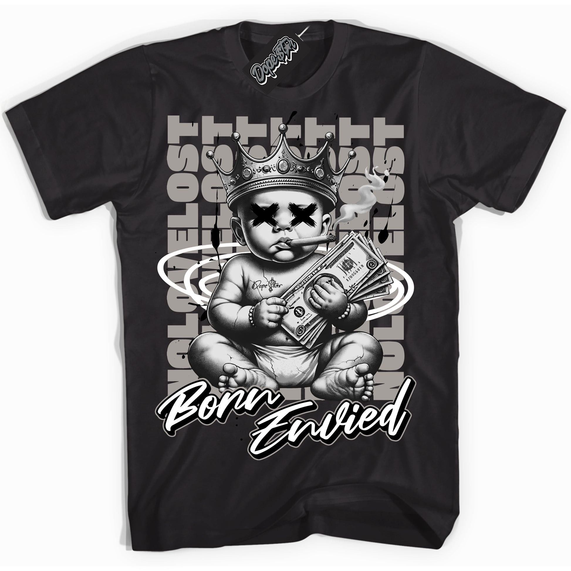 Cool Black Shirt with “Born Envied” design that perfectly matches Satin Shadow 1s.