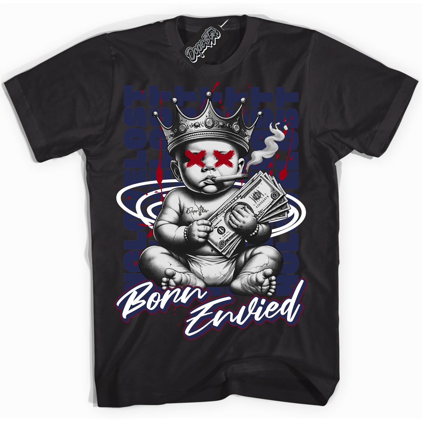 Cool Black Shirt with “Born Envied” design that perfectly matches Howard University 1s.
