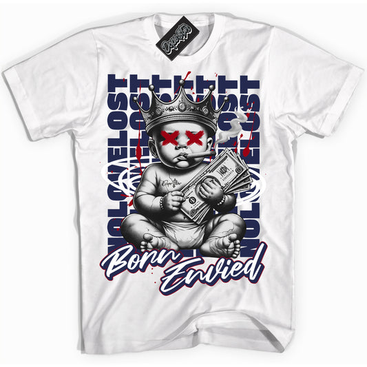 Cool White Shirt with “Born Envied” design that perfectly matches Howard University 1s.