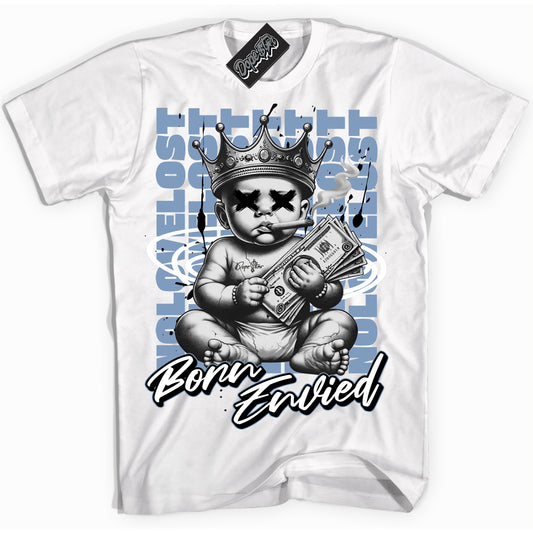 Cool White Shirt with “Born Envied” design that perfectly matches Reverse Oreo 6s.