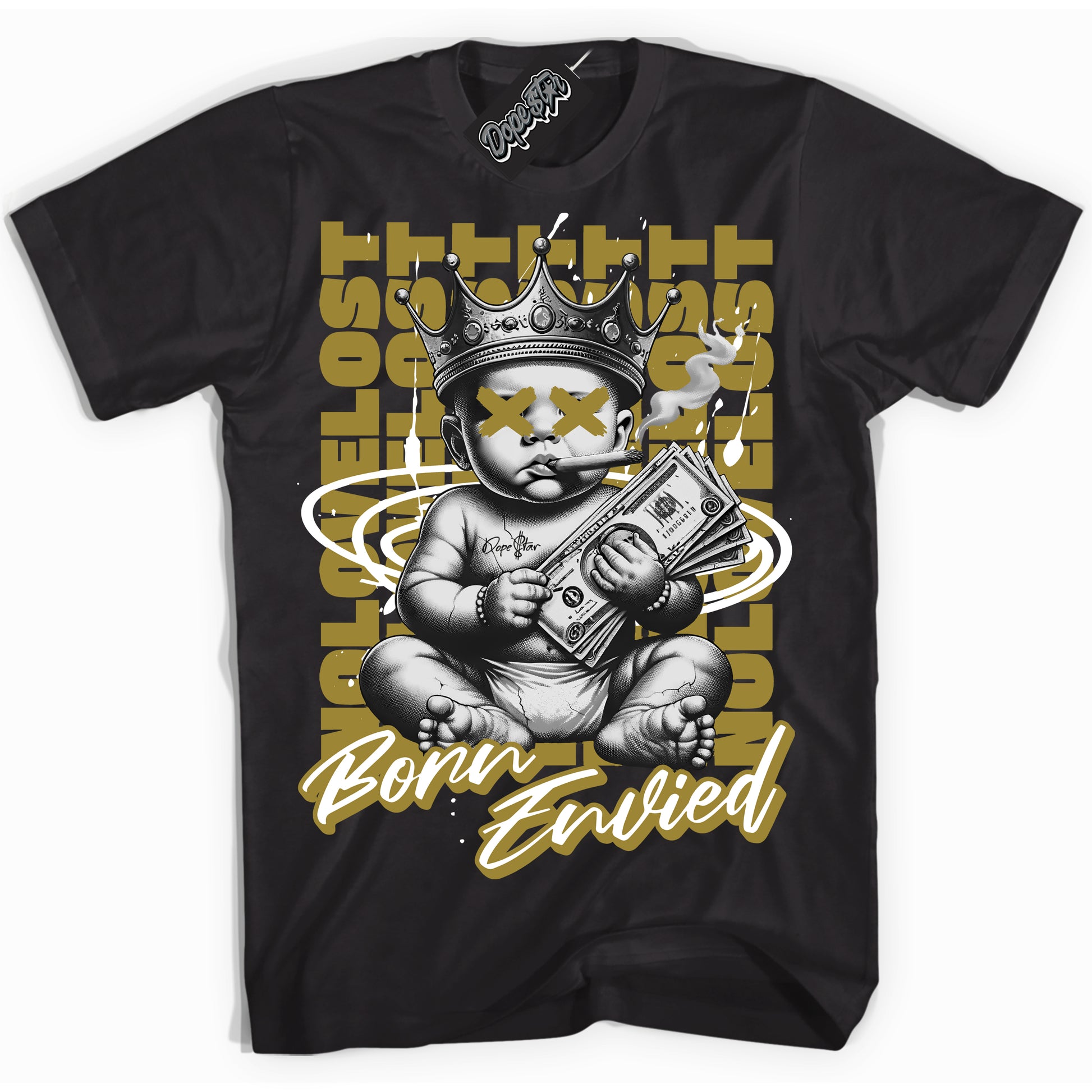  Cool Black Shirt with “Born Envied” design that perfectly matches Pacific Moss Dunk.