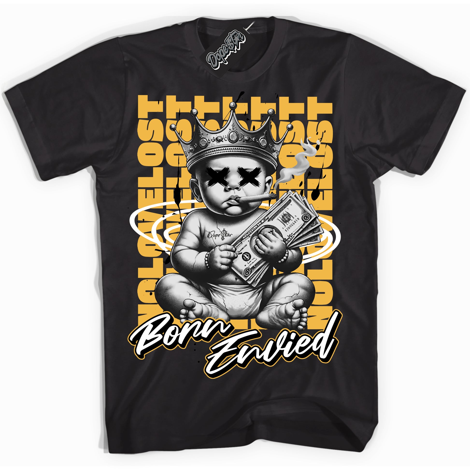 Cool Black Shirt with “Born Envied” design that perfectly matches Wu Tang Dunk.