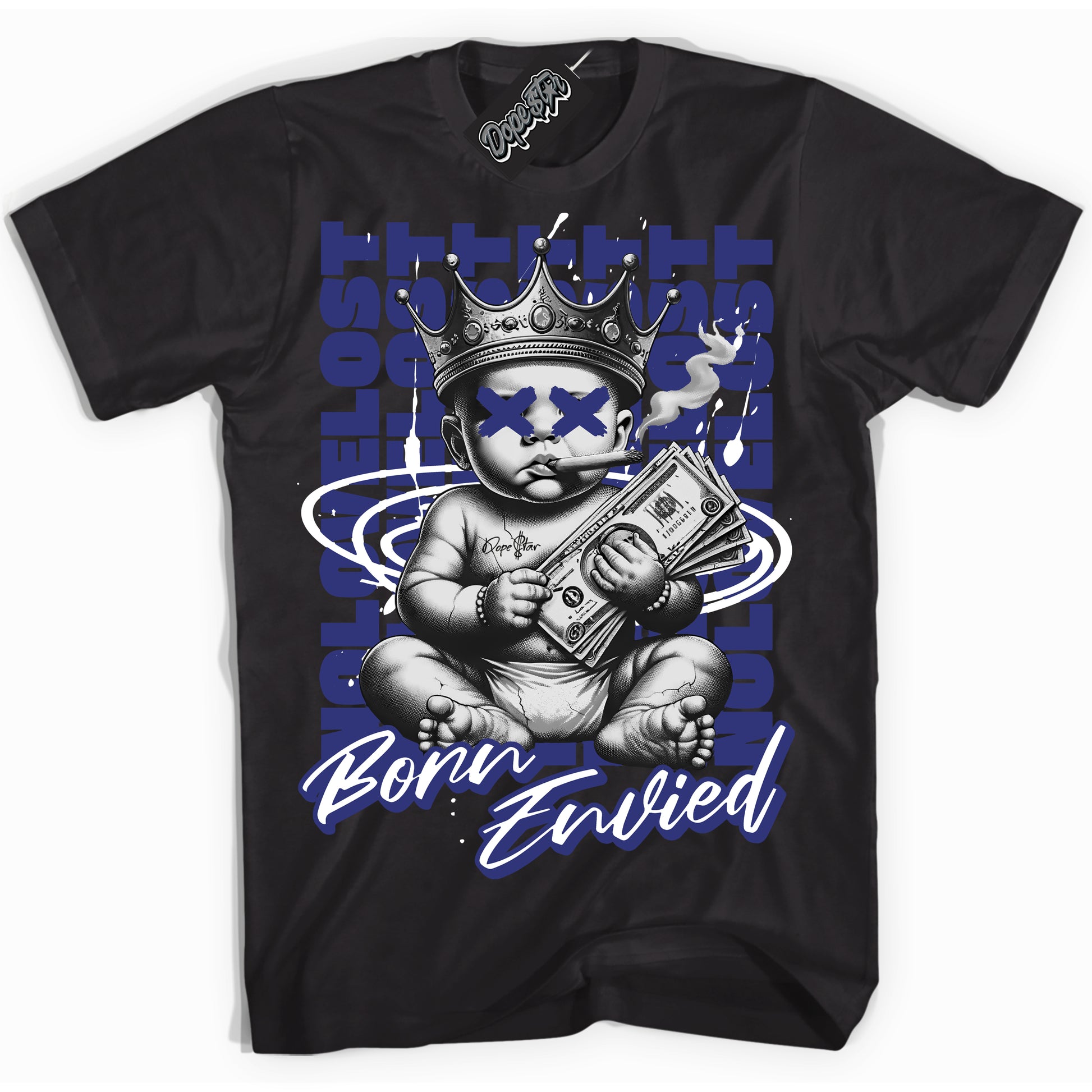 Cool Black Shirt with “Born Envied” design that perfectly matches Concord Dunks.