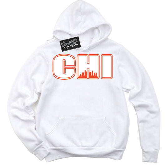 Cool White Hoodie with “Chicago” design that Perfectly Matches Cosmic Clay Dunk.
