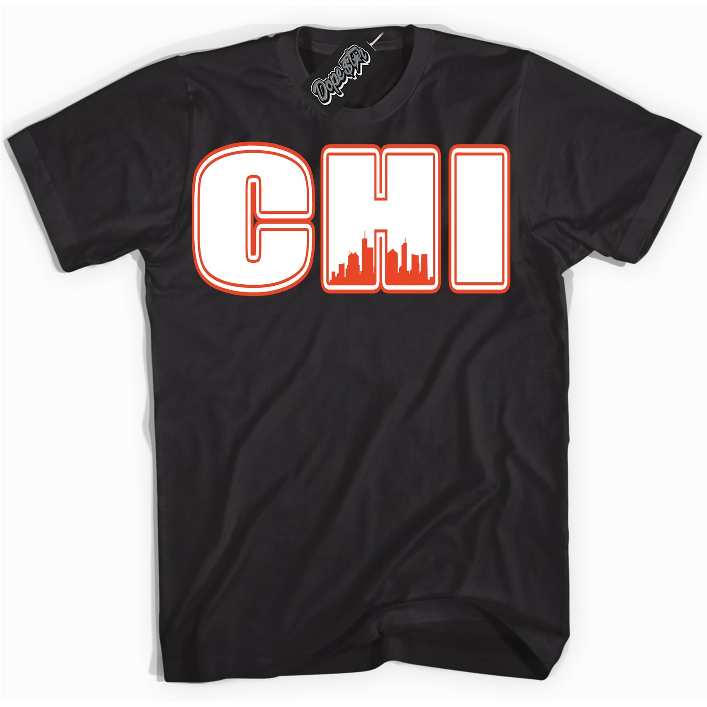 Cool Black Shirt with “Chicago” design that perfectly matches Cosmic Clay Dunk.