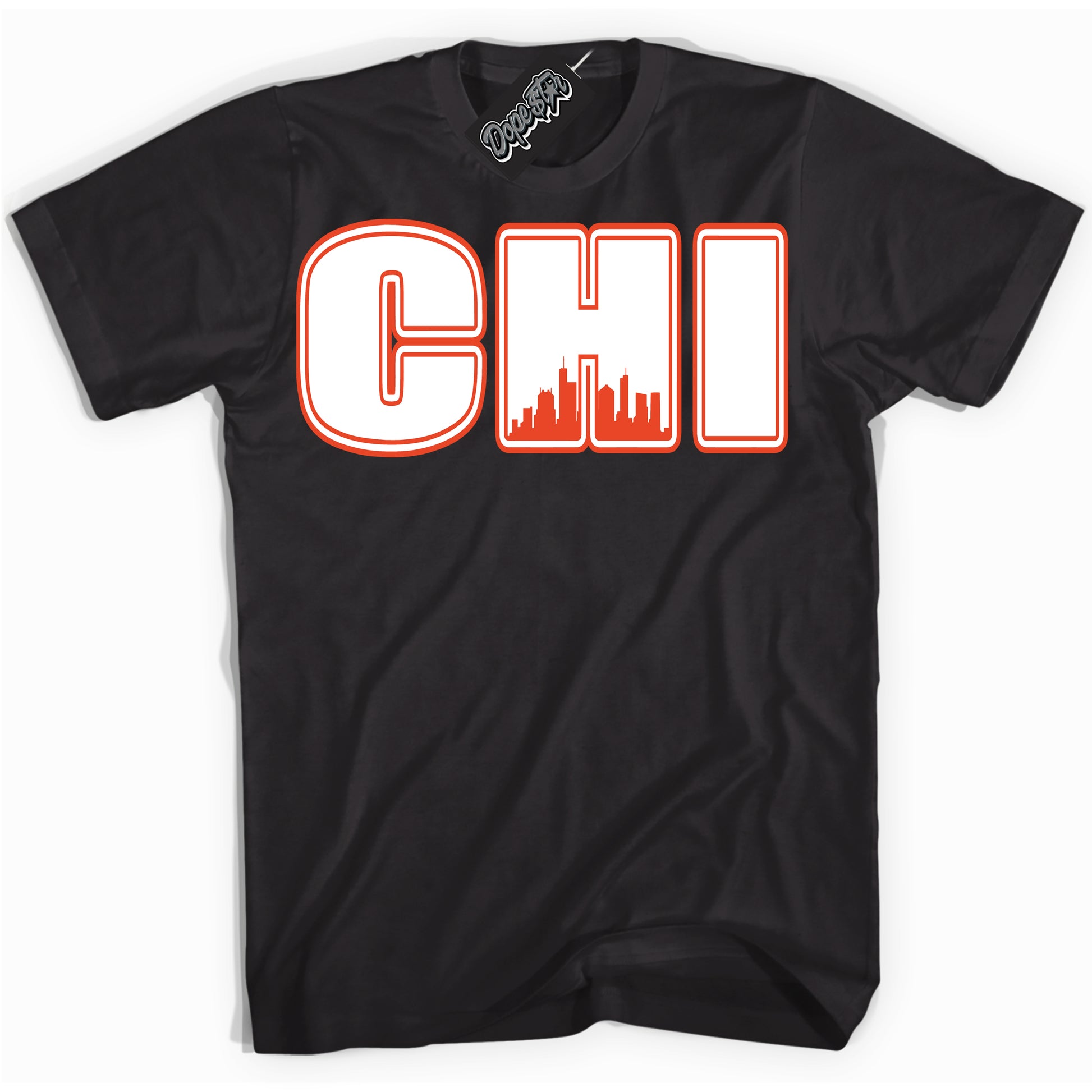 Cool Black Shirt with “Chicago” design that perfectly matches Cosmic Clay Dunk.