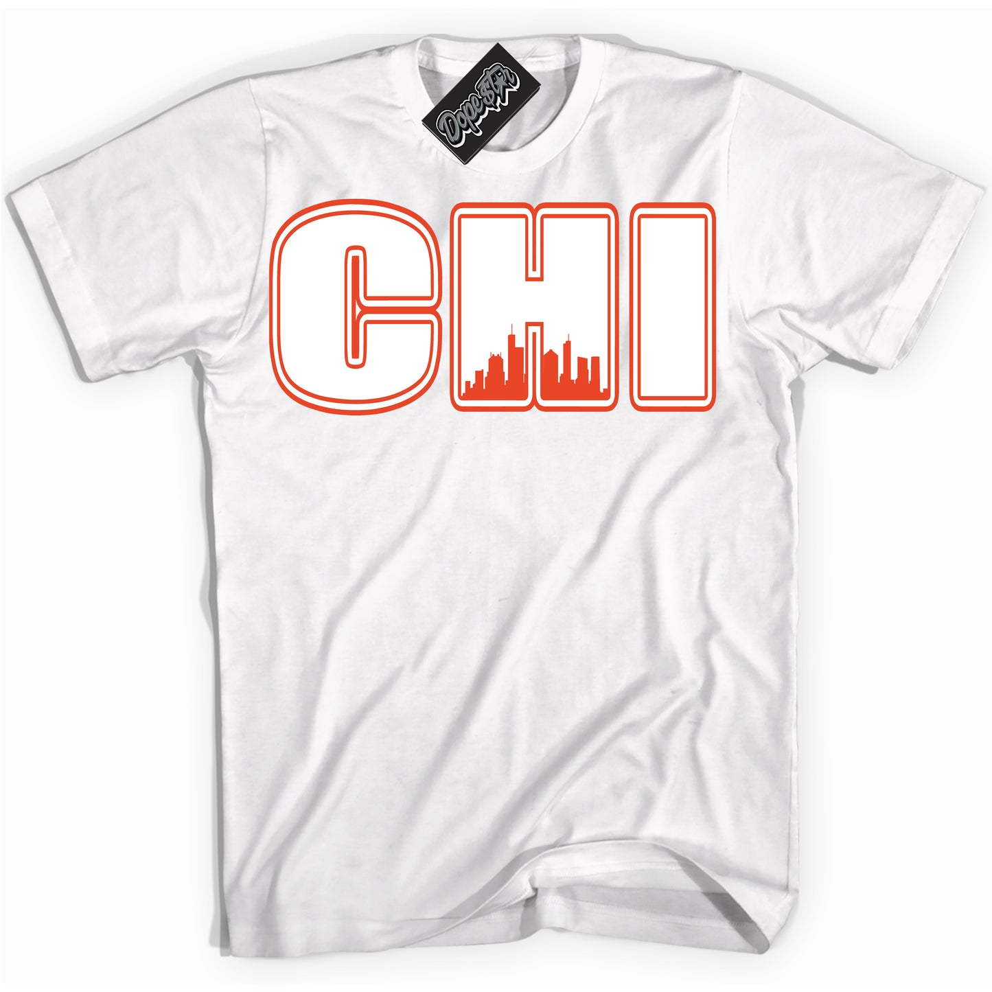 Cool White Shirt with “Chicago” design that perfectly matches Cosmic Clay Dunk.
