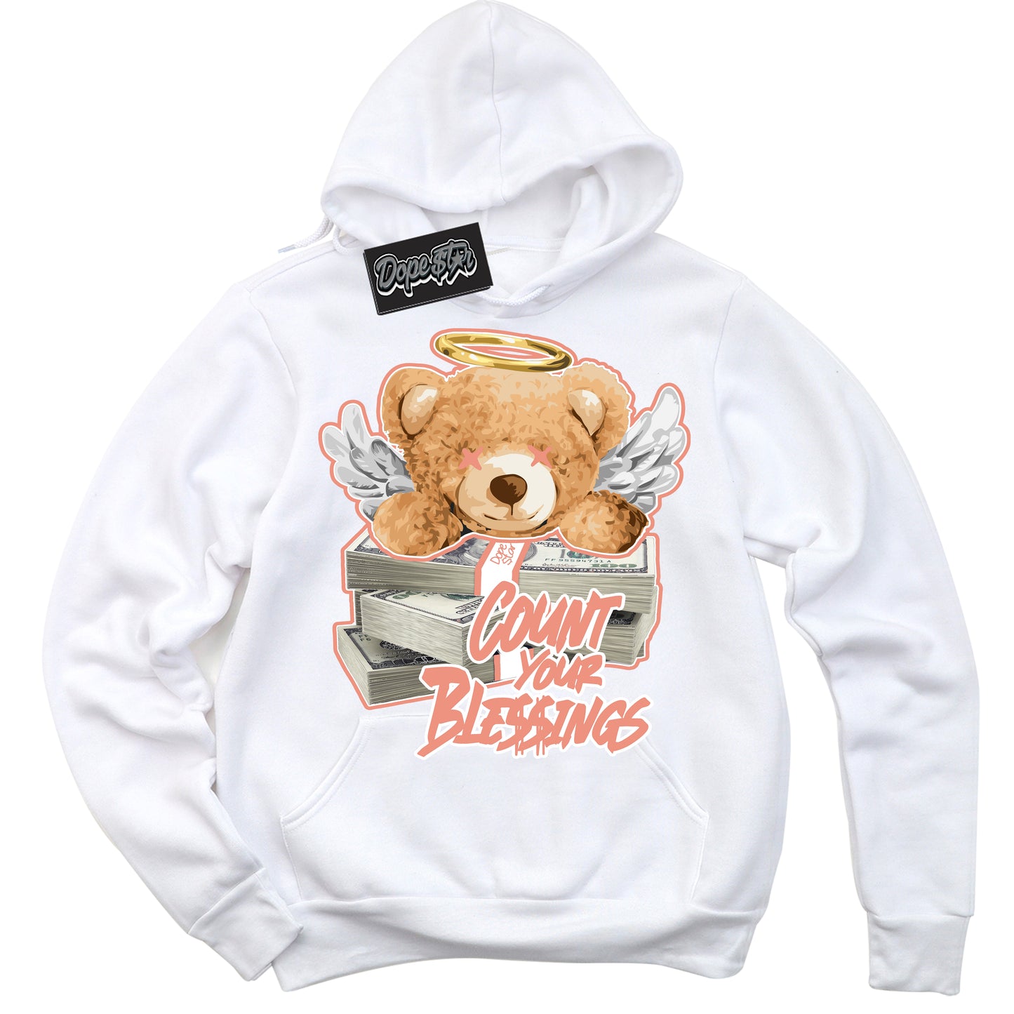 Cool Black Hoodie with “Count Your Blessings” design that Perfectly Matches Light Wild Mango Dunk.
