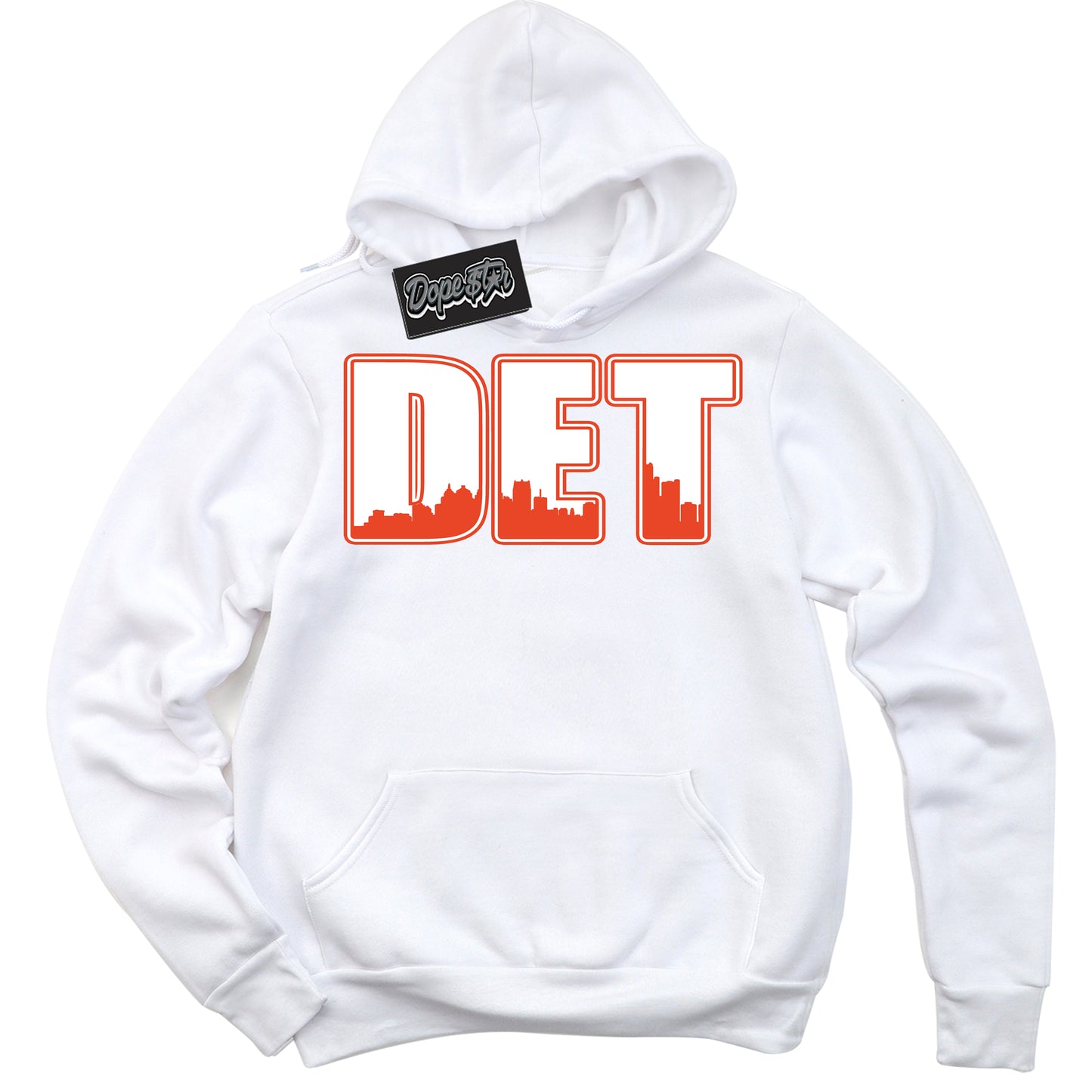 Cool White Hoodie with “Detroit” design that Perfectly Matches Cosmic Clay Dunk.