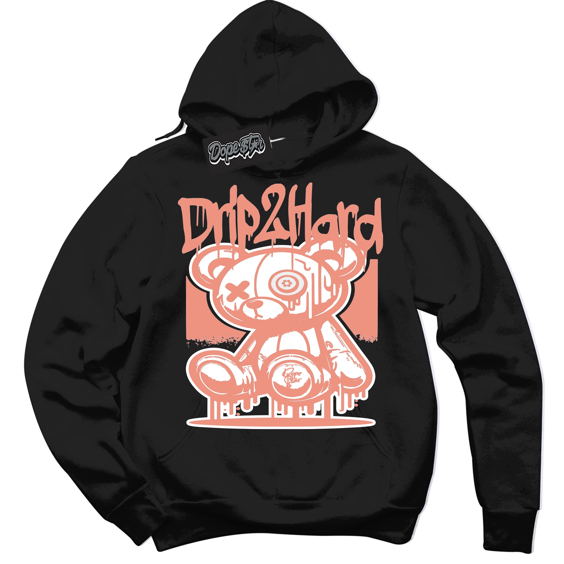 Cool Black Hoodie with “Drip 2 Hard” design that Perfectly Matches Light Wild Mango Dunk.
