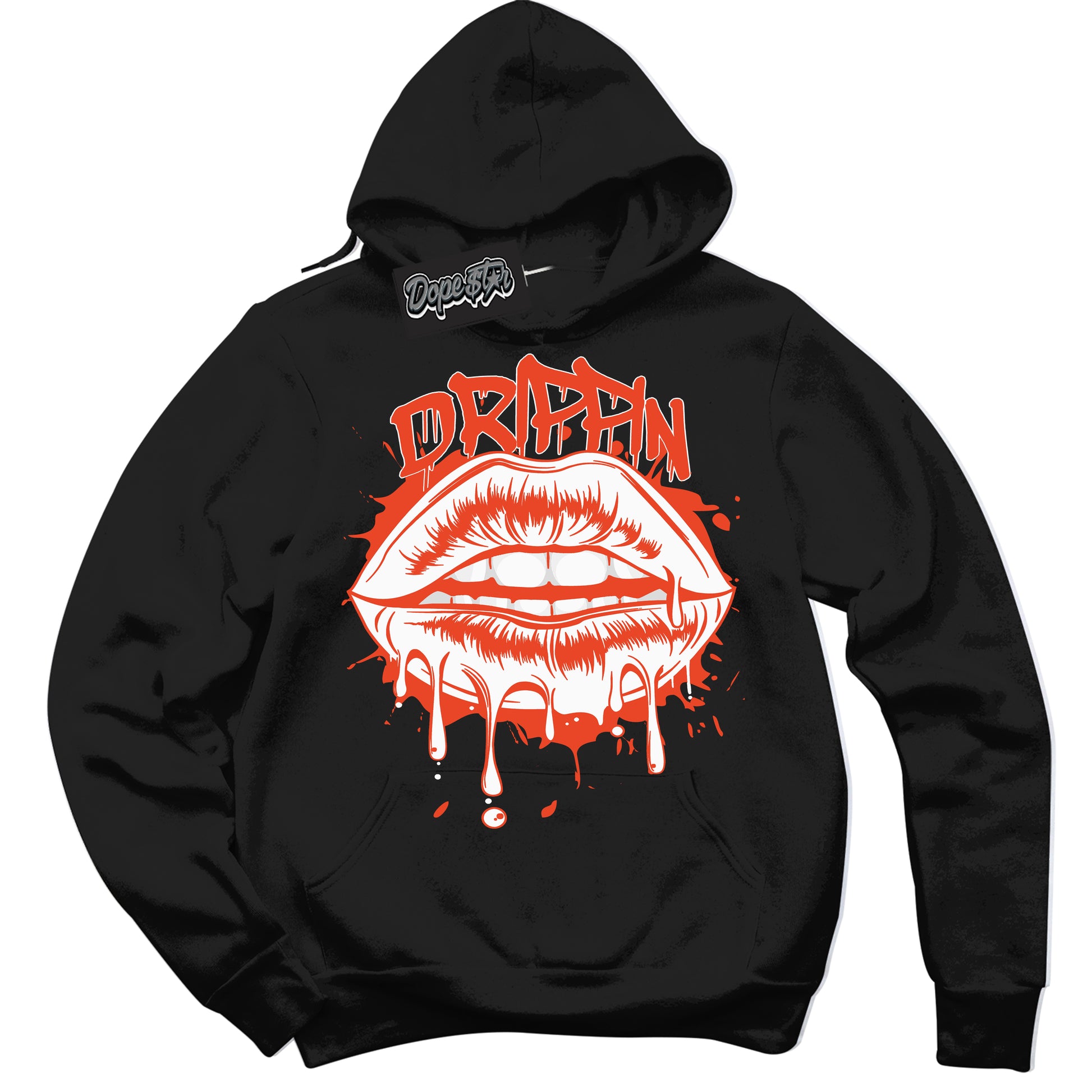 Cool Black Hoodie with “Drippin” design that Perfectly Matches Cosmic Clay Dunk.