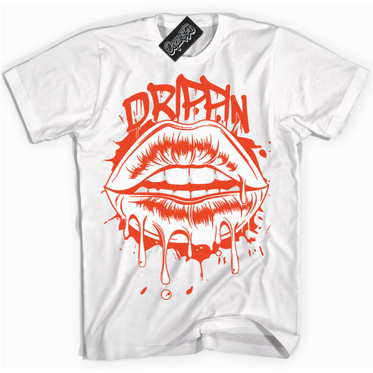 Cool White Shirt with “Drippin” design that perfectly matches Cosmic Clay Dunk.