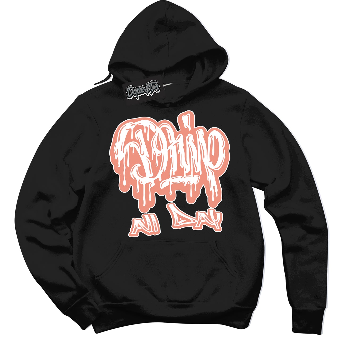 Cool Black Hoodie with “Drip All Day” design that Perfectly Matches Cosmic Clay Dunk.