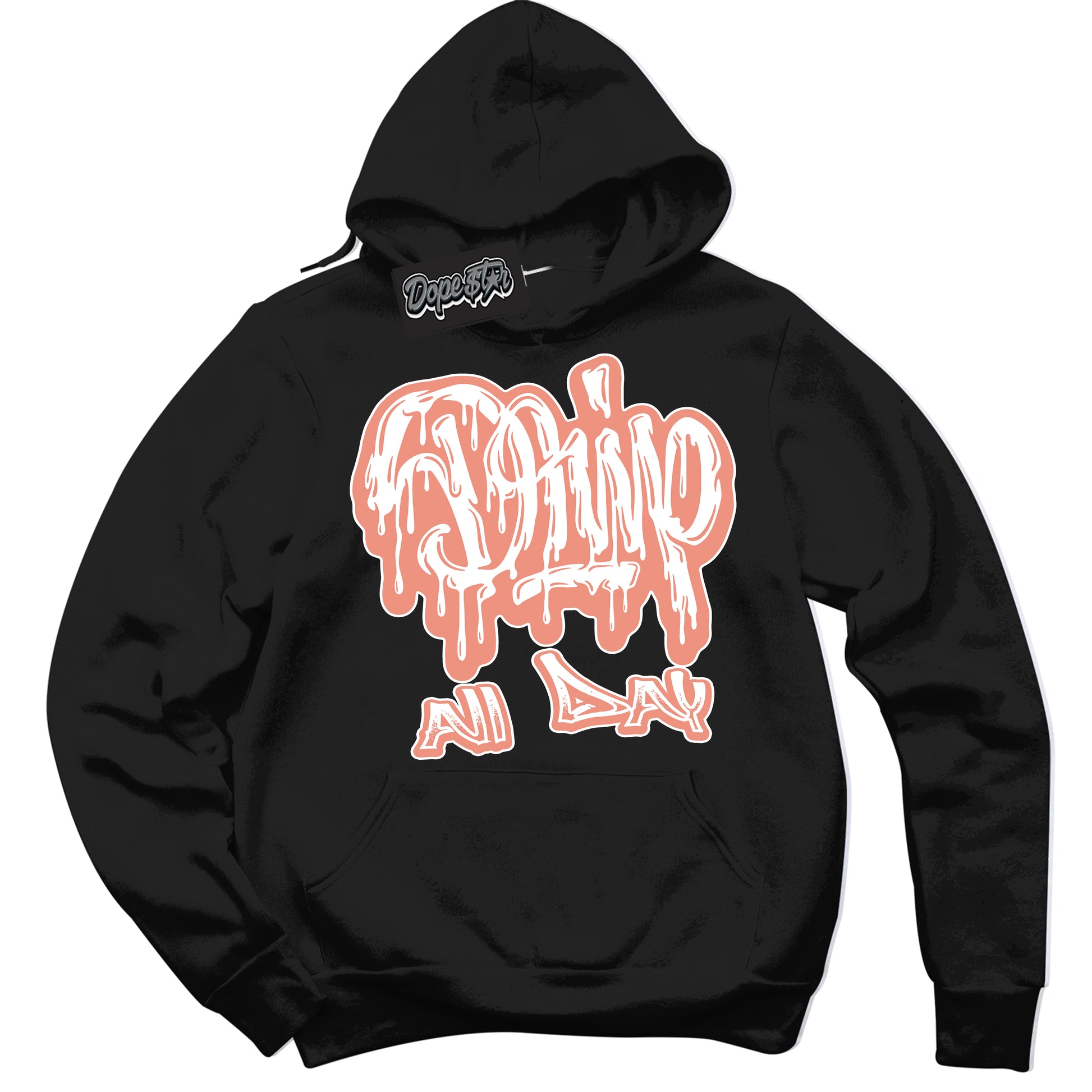 Cool Black Hoodie with “Drip All Day” design that Perfectly Matches Cosmic Clay Dunk.