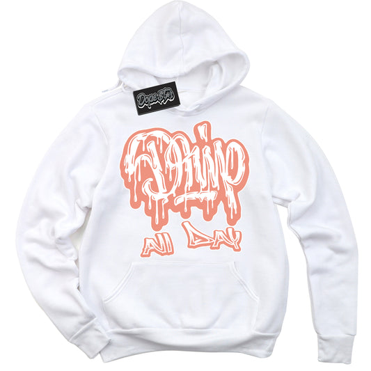 Cool White Hoodie with “Drip All Day” design that Perfectly Matches Cosmic Clay Dunk.
