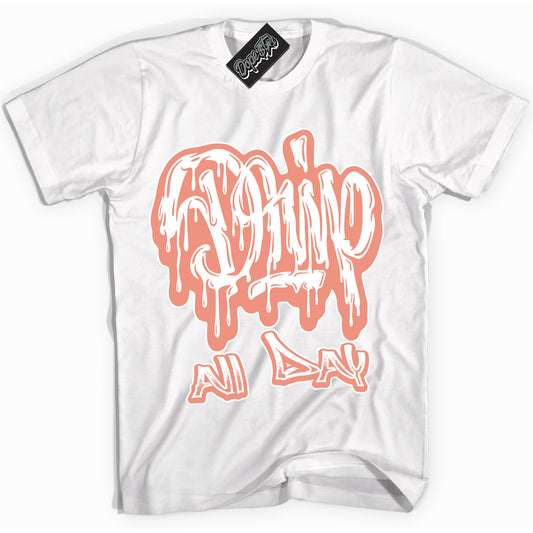 Cool White Shirt with “Drip All Day” design that perfectly matches Cosmic Clay Dunk.
