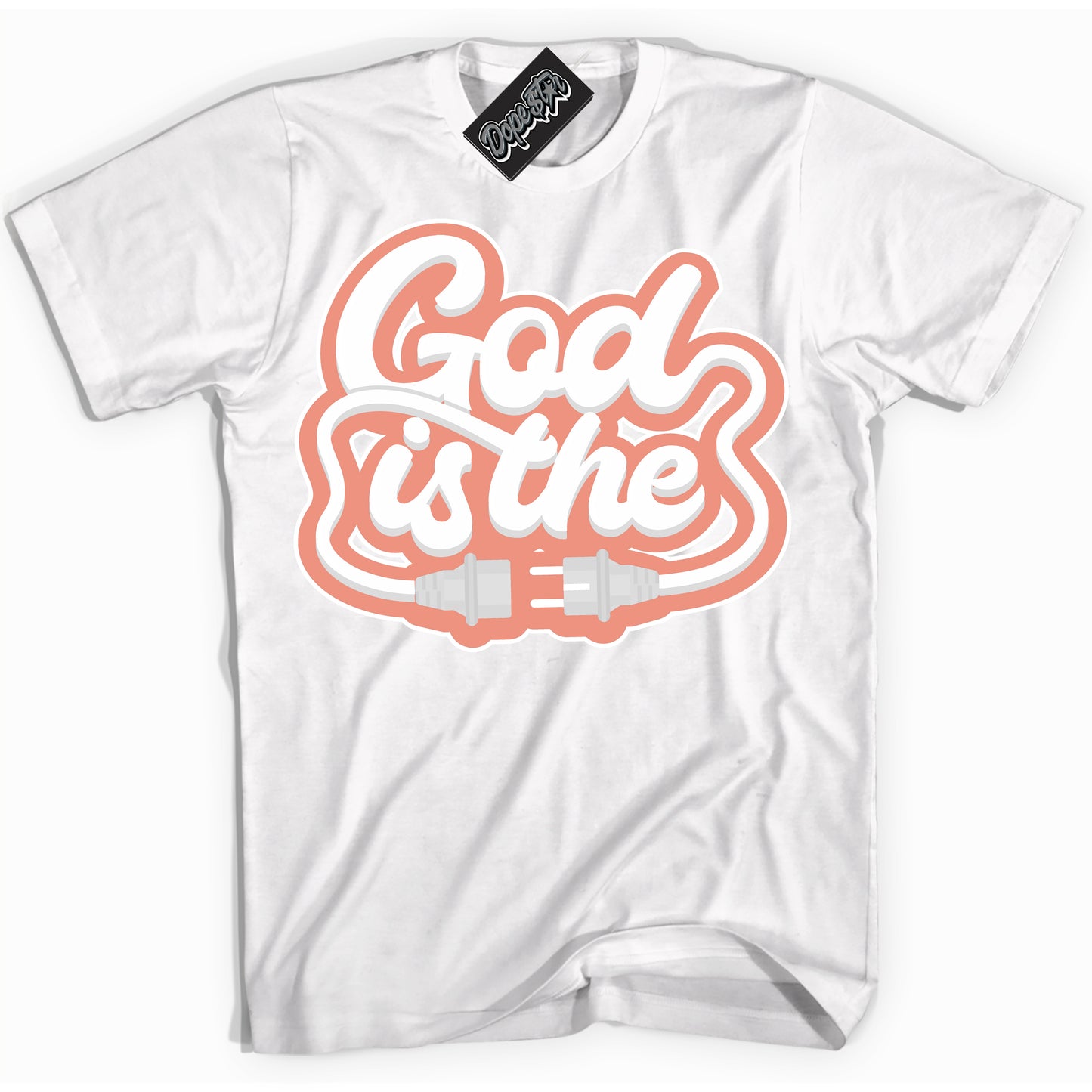 Cool Black Shirt with “God Is The” design that perfectly matches Light Wild Mango Dunk.
