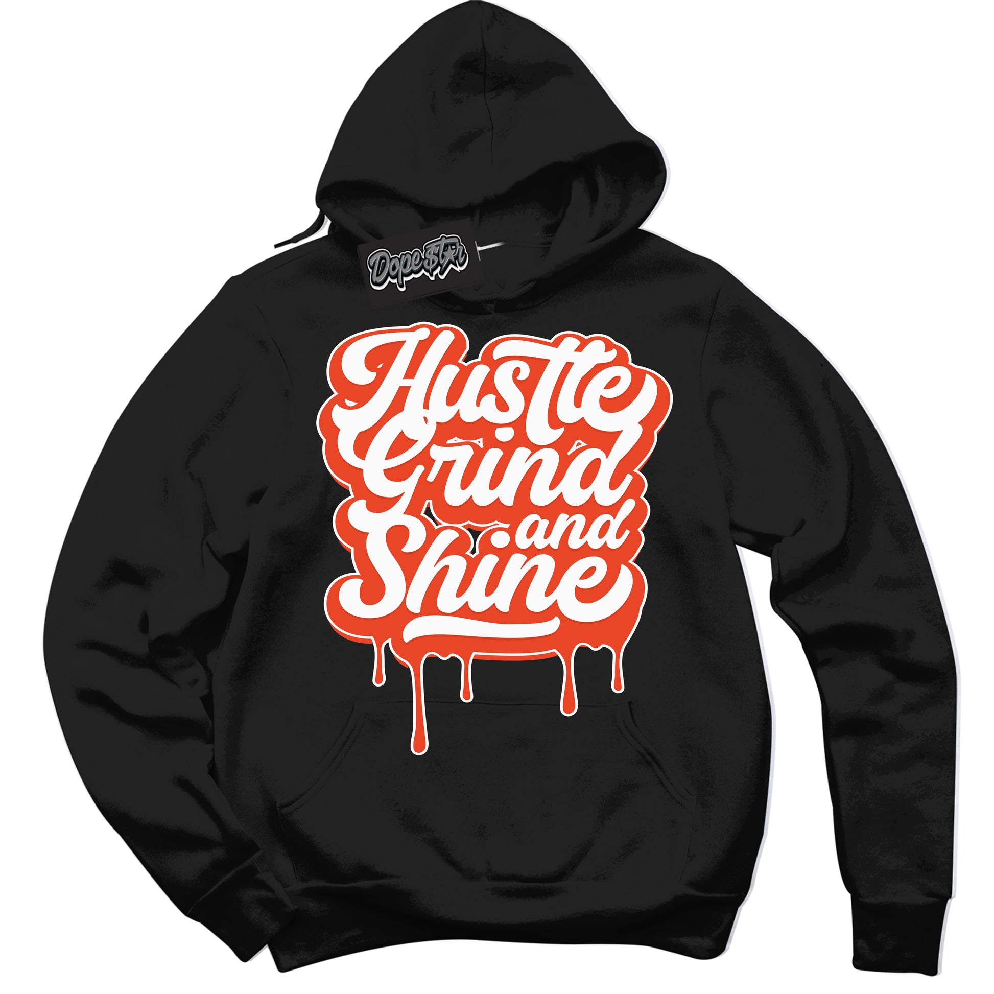 Cool Black Hoodie with “Hustle Grind And Shine” design that Perfectly Matches Cosmic Clay Dunk.

