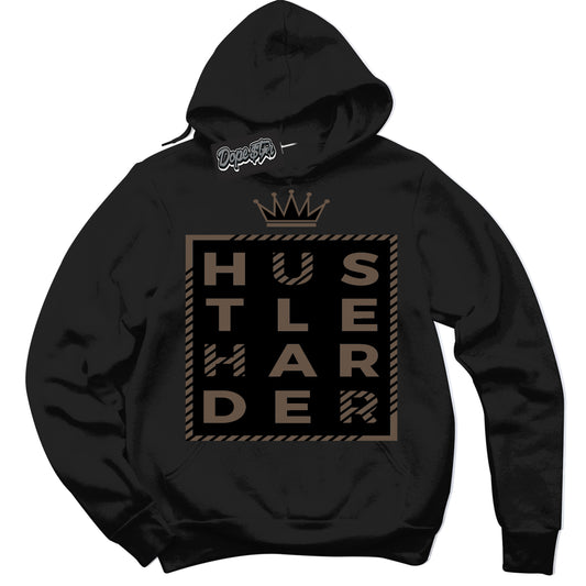 Cool Black Hoodie with “Hustle Harder” design that Perfectly Matches Jumpman Jack TR Travis Scott Dark Mocha Sneakers.
