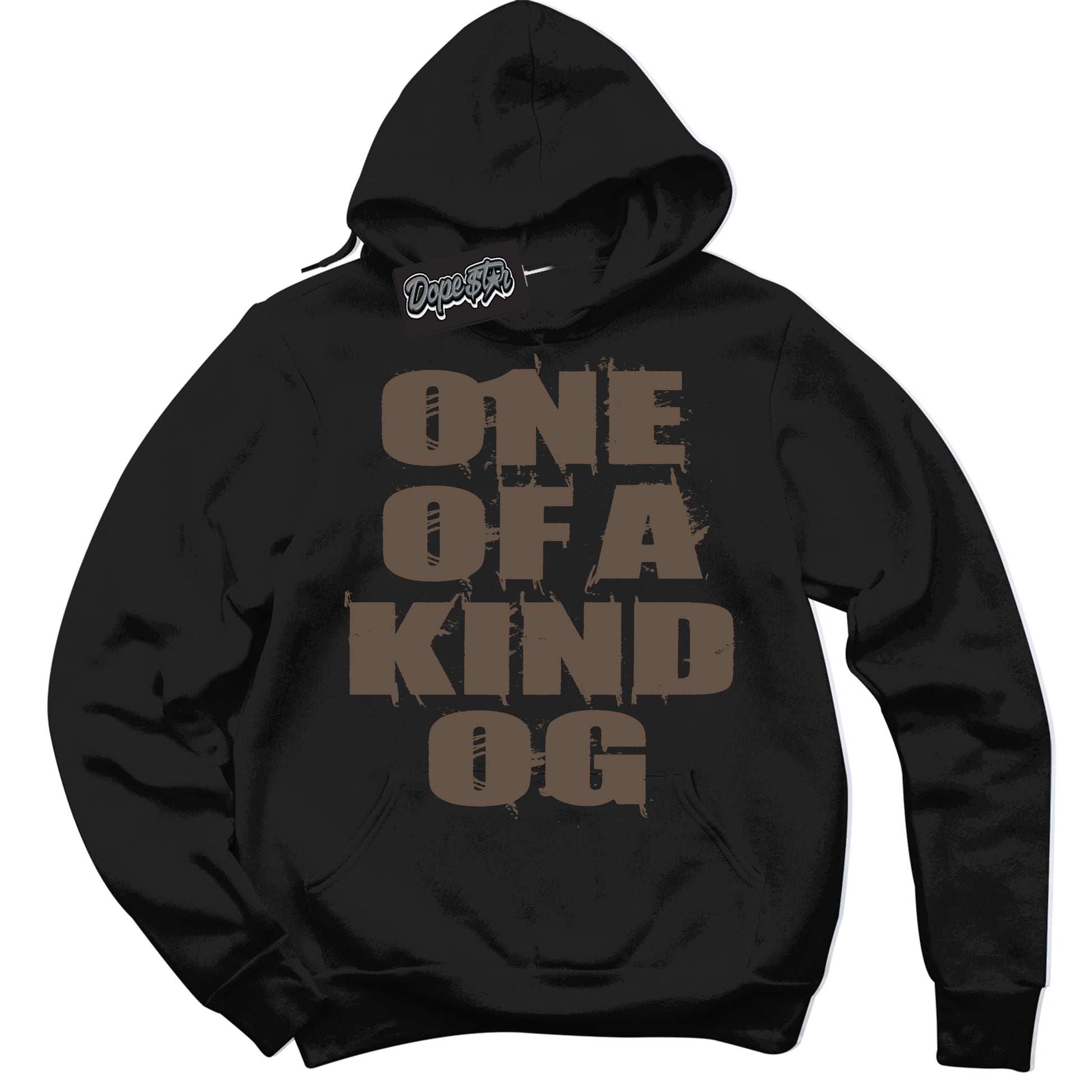 Cool Black Hoodie with “One Of A Kind” design that Perfectly Matches Jumpman Jack TR Travis Scott Dark Mocha Sneakers.
