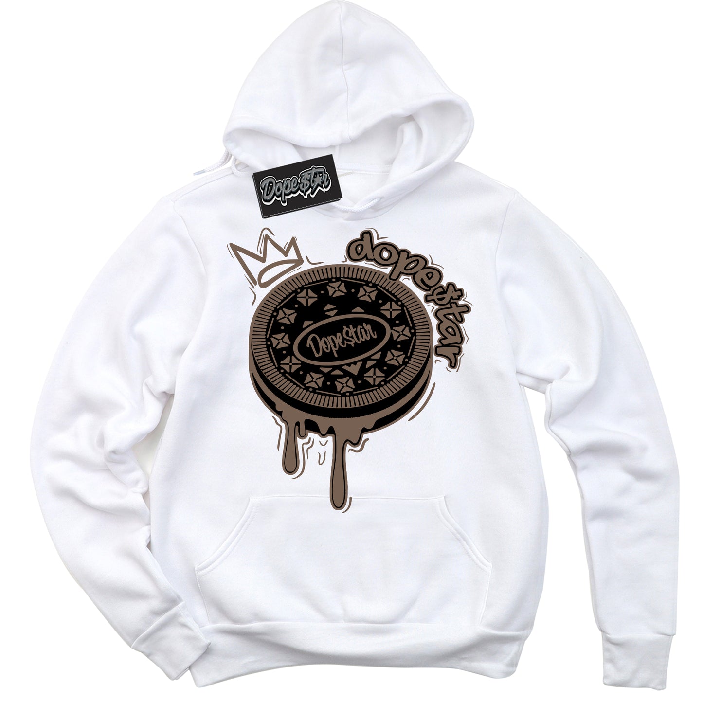 Cool White Hoodie with “Oreo DS” design that Perfectly Matches Jumpman Jack TR Travis Scott Dark Mocha Sneakers.
