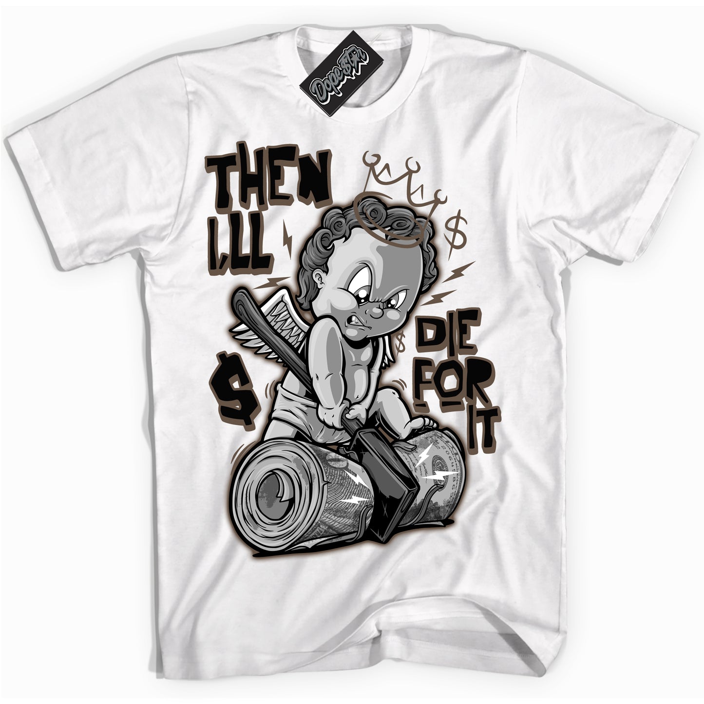 Cool White Shirt with “Then I'll” design that perfectly matches the Jumpman Jack TR Travis Scott Dark Mocha Sneakers.

