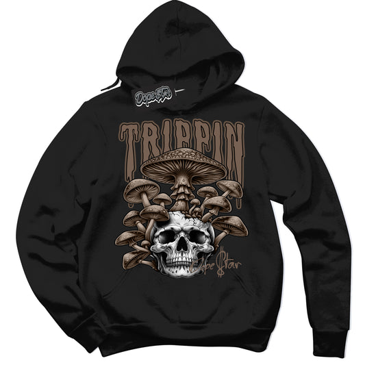 Cool Black Hoodie with “Trippin” design that Perfectly Matches Jumpman Jack TR Travis Scott Dark Mocha Sneakers.

