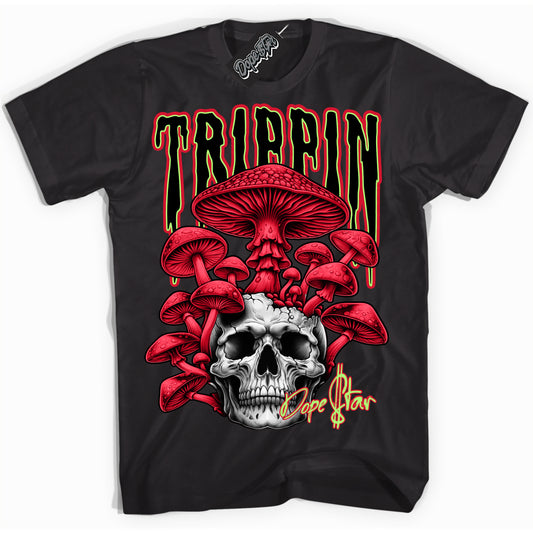 Cool Black Shirt with “Trippin” design that perfectly matches Reverse Grinch 6s.