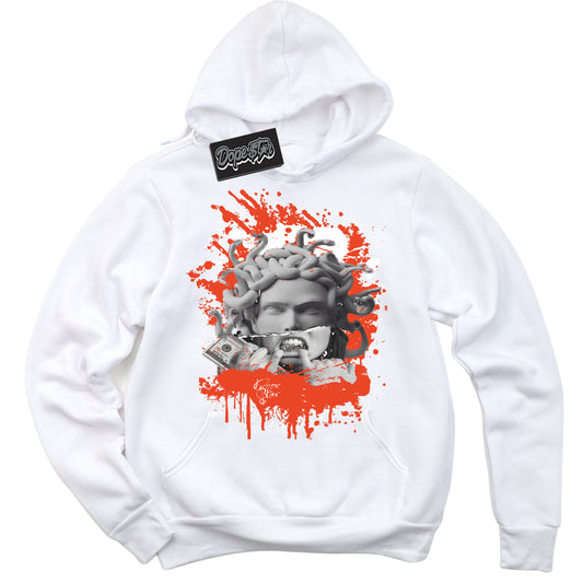 Cool White Hoodie with “Medusa” design that Perfectly Matches Cosmic Clay Dunk.
