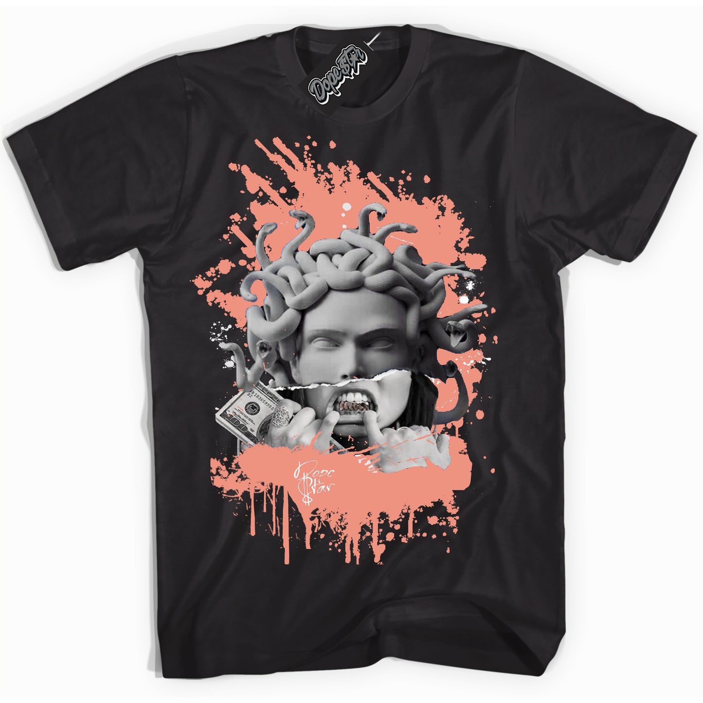 Cool Black Shirt with “Medusa” design that perfectly matches Light Wild Mango Dunk.
