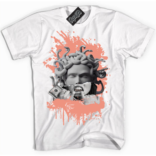 Cool White Shirt with “Medusa” design that perfectly matches Light Wild Mango Dunk.
