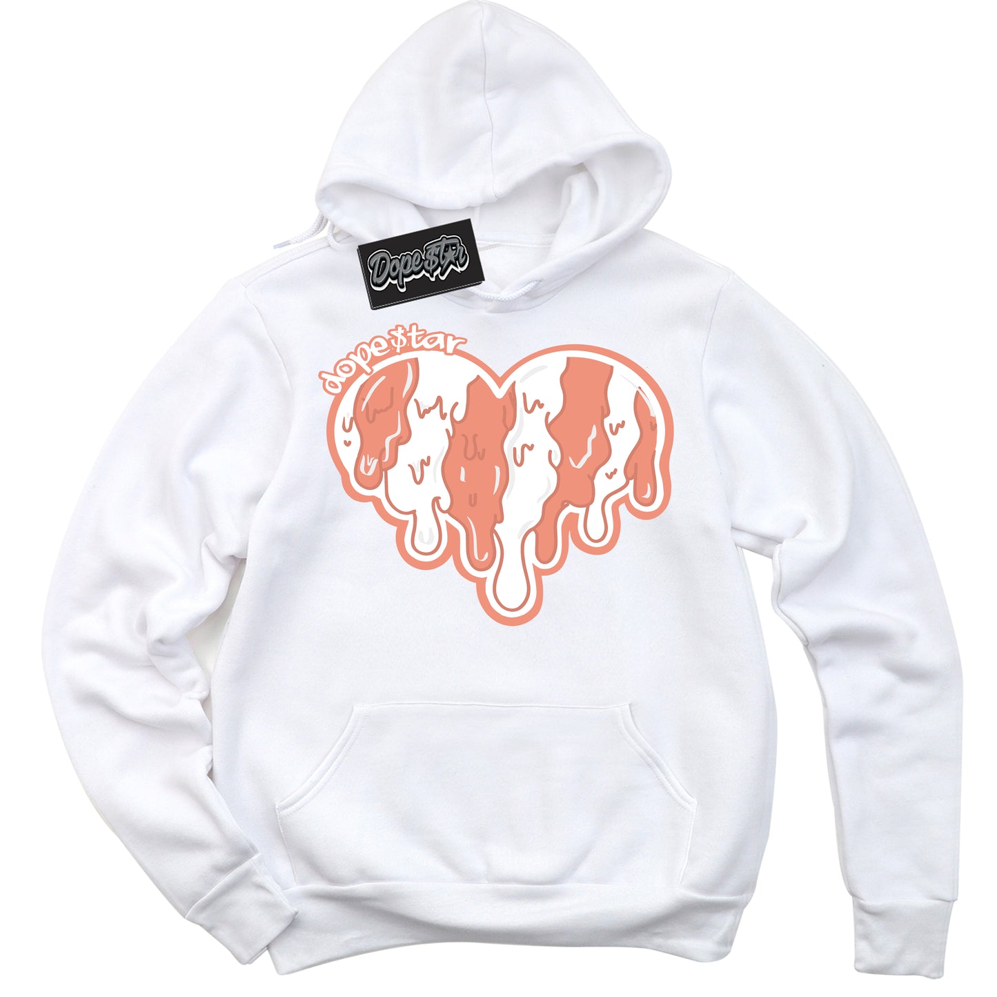 Cool Black Hoodie with “Melting Heart” design that Perfectly Matches Light Wild Mango Dunk.
